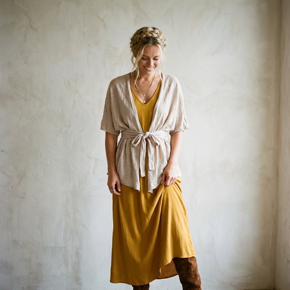 Linen & Cotton Anthropologie MOTH Linen Blend Wrap Peplum Cardigan Top - Medium - Picture 7 of 7